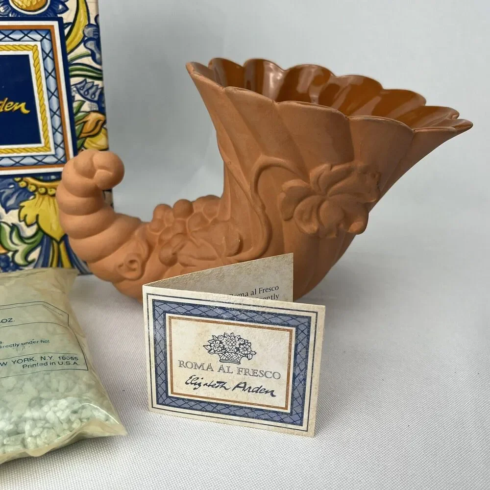 ELIZABETH ARDEN Clay Decor Roma Al Fresco Cornucopia Thanksgiving Christmas VNTG